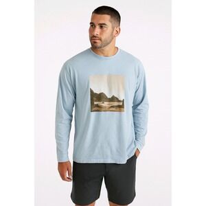 American Eagle Super‎ Soft Coastal  Graphic  Long Sleeve Light Blue Medium M